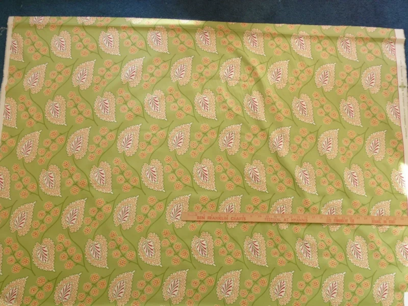 s-l1600 (8) By yard Scalamandre Winslett Foliage Cotton Print in Green Red Orange White Hand Printed in Italy MSRP0/Y