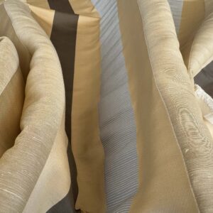 by yard Scalamandre Gilles Stripe Beige Brown Blue Classy Silk Linen Jacquard Heavy Stripe MSRP278/y