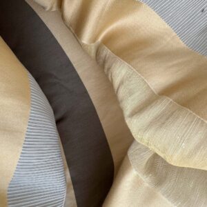 by yard Scalamandre Gilles Stripe Beige Brown Blue Classy Silk Linen Jacquard Heavy Stripe MSRP278/y