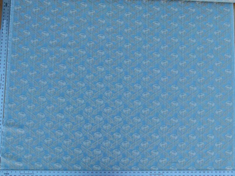 P1100865 Scalamandre Boutonniere Powder Blue Renaissance Small Scale Berry Pomegranate Jacquard Cotton Linen MSRP USD 402/y