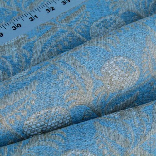 P1100869 Scalamandre Boutonniere Powder Blue Renaissance Small Scale Berry Pomegranate Jacquard Cotton Linen MSRP USD 402/y