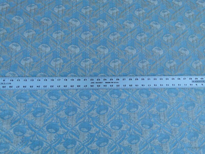 P1100870 Scalamandre Boutonniere Powder Blue Renaissance Small Scale Berry Pomegranate Jacquard Cotton Linen MSRP USD 402/y