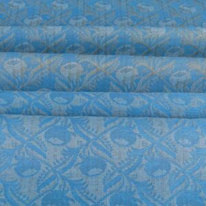 P1100871 Scalamandre Boutonniere Powder Blue Renaissance Small Scale Berry Pomegranate Jacquard Cotton Linen MSRP USD 402/y
