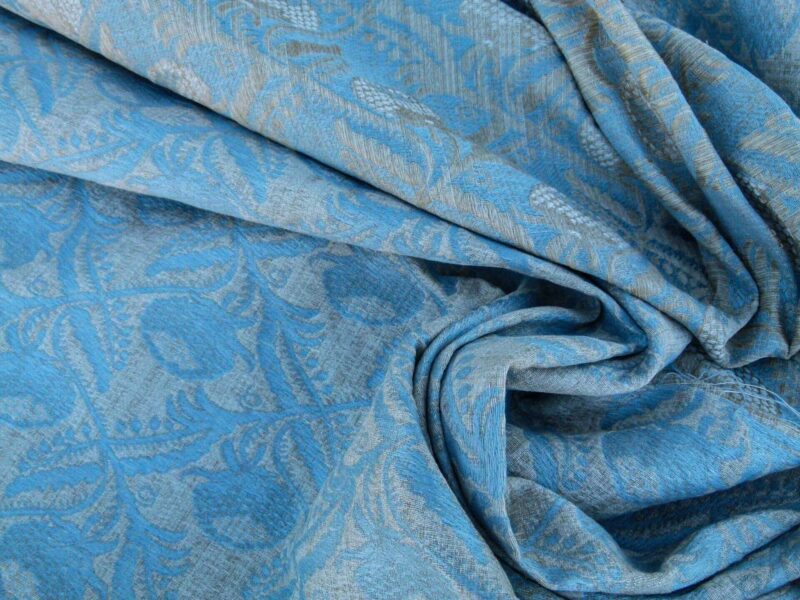 P1100873 Scalamandre Boutonniere Powder Blue Renaissance Small Scale Berry Pomegranate Jacquard Cotton Linen MSRP USD 402/y