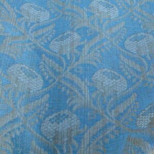 P1100875 Scalamandre Boutonniere Powder Blue Renaissance Small Scale Berry Pomegranate Jacquard Cotton Linen MSRP USD 402/y