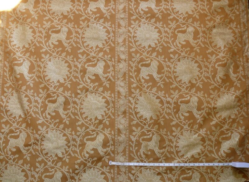 P1410078 By Yd Lee Jofa Kalabagh Weave Curry Burnt Gold Tiger Sniffs Rose MSRP USD 259/y Border One Side