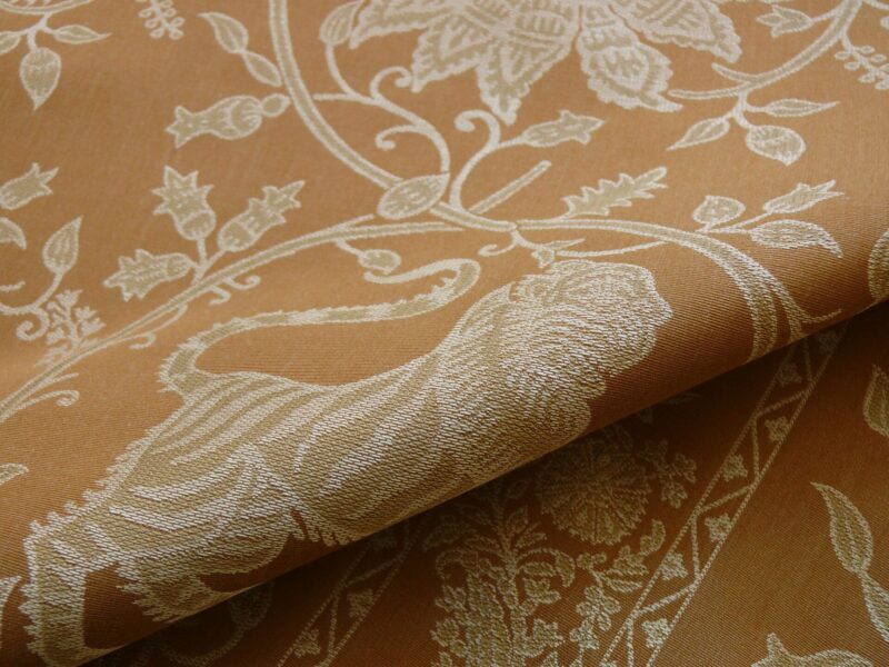 P1410083 By Yd Lee Jofa Kalabagh Weave Curry Burnt Gold Tiger Sniffs Rose MSRP USD 259/y Border One Side