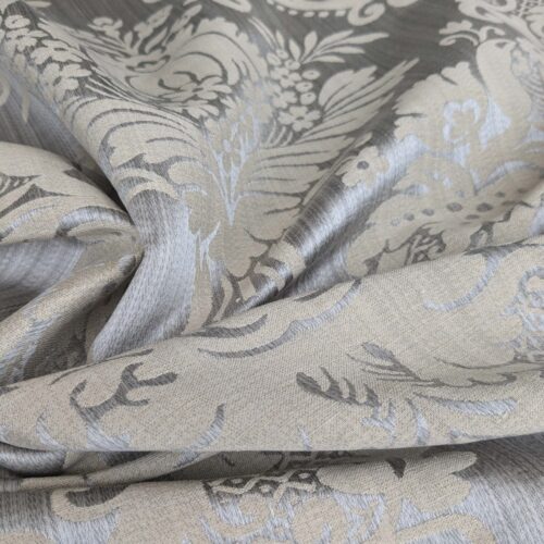 PXL_20240917_204331147 1.8y Scalamandre Lelievre Paris Grambois Argent Gray Damask Renaissance Gray Historic MSRP USD712/y