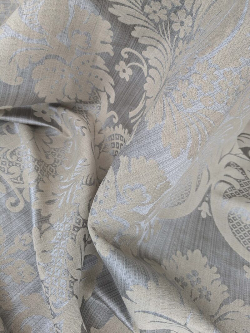 PXL_20240917_204435002 1.8y Scalamandre Lelievre Paris Grambois Argent Gray Damask Renaissance Gray Historic MSRP USD712/y