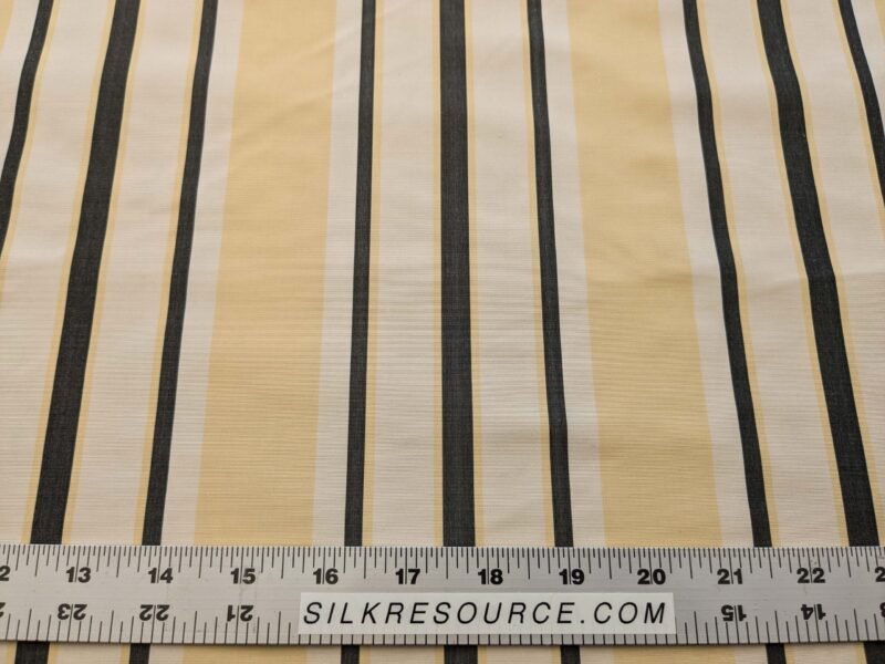 PXL_20240919_201649845 By yard Scalamandre Decatur Stripe Yellow Beige & Charcoal Black White Silk MSRP USD 198/y
