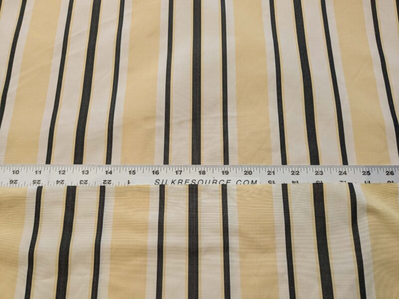 PXL_20240919_201756531 By yard Scalamandre Decatur Stripe Yellow Beige & Charcoal Black White Silk MSRP USD 198/y