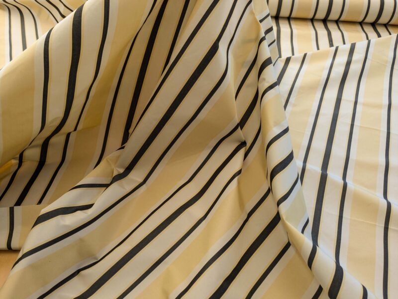 PXL_20240919_201837047 By yard Scalamandre Decatur Stripe Yellow Beige & Charcoal Black White Silk MSRP USD 198/y