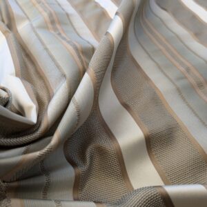 by yard Scalamandre Florian Stripe Sefoam Blue Green Silver Beige Silk Satin Semi Sheer MSRP USD 232/yard