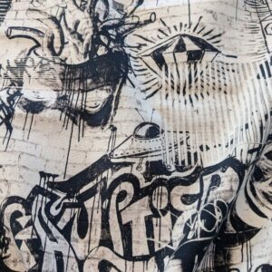11 EV38 Scalamandre Jean Paul Gaultier Gothic Street Ho Graphite Abstract Graphic Historical Cotton MSRP USD538/y 1.2y