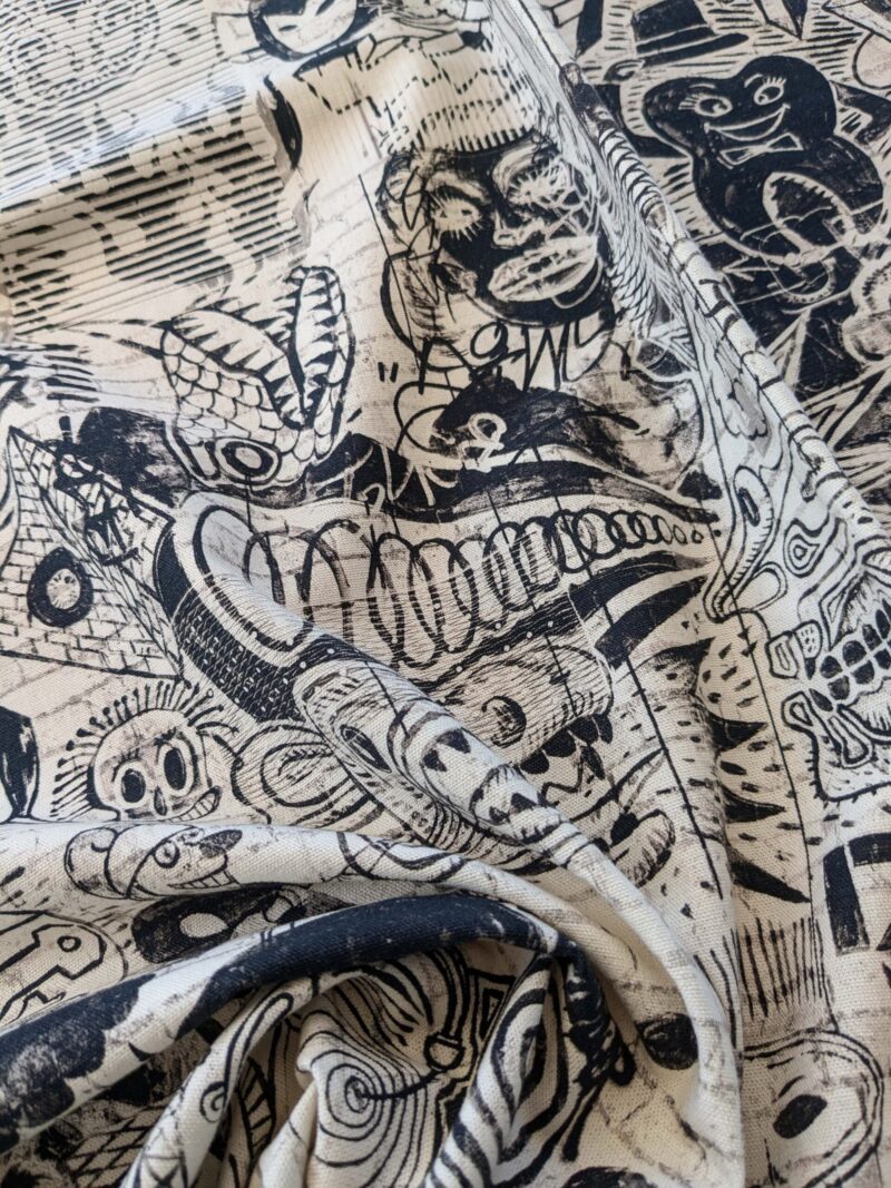 11 EV38 Scalamandre Jean Paul Gaultier Gothic Street Ho Graphite Abstract Graphic Historical Cotton MSRP USD538/y 1.2y