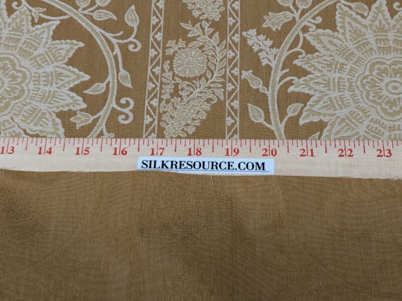 WhatsApp Image 2024-09-13 at 06.42.09_7df87932 By Yd Lee Jofa Kalabagh Weave Curry Burnt Gold Tiger Sniffs Rose MSRP USD 259/y Border One Side