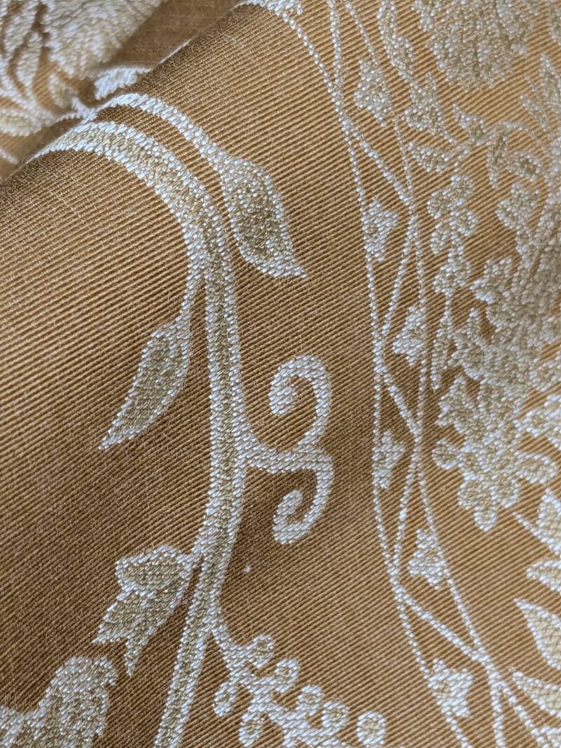 WhatsApp Image 2024-09-13 at 06.42.09_9103f10a By Yd Lee Jofa Kalabagh Weave Curry Burnt Gold Tiger Sniffs Rose MSRP USD 259/y Border One Side