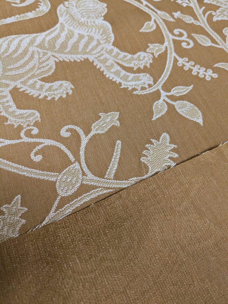 WhatsApp Image 2024-09-13 at 06.42.09_922c1761 By Yd Lee Jofa Kalabagh Weave Curry Burnt Gold Tiger Sniffs Rose MSRP USD 259/y Border One Side