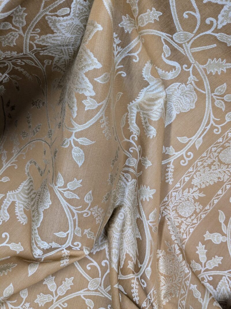 WhatsApp Image 2024-09-13 at 06.42.10_858e556e By Yd Lee Jofa Kalabagh Weave Curry Burnt Gold Tiger Sniffs Rose MSRP USD 259/y Border One Side