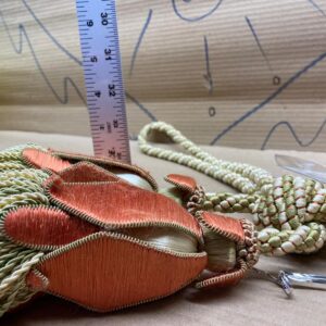 Scalamandre Tulip Tieback Pink Green Cream Tassel Rayon Cotton Wood MSRP USD 1,996