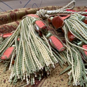 Scalamandre Tulip Tieback Pink Green Cream Tassel Rayon Cotton Wood MSRP USD 1,996