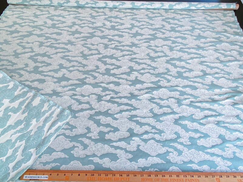 WhatsApp Image 2024-09-25 at 06.52.30_9a88e56f Lee Jofa G P&J Baker Clouds Aqua Blue White Chinoiserie Reversible Damask Cotton MSRP USD 148/y