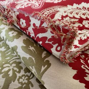 WhatsApp Image 2024-09-27 at 07.33.44_11f076ad by yard Lee Jofa Mulberry Home Staveley Damask Ruby Olive Green Red White Floral Stripe MSRP USD 196/y