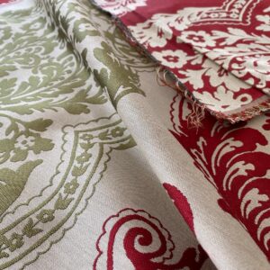 WhatsApp Image 2024-09-27 at 07.33.44_6adc6966 by yard Lee Jofa Mulberry Home Staveley Damask Ruby Olive Green Red White Floral Stripe MSRP USD 196/y