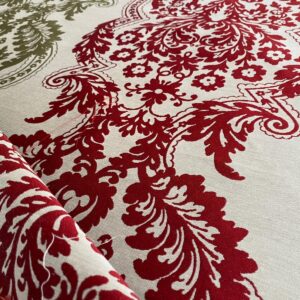 WhatsApp Image 2024-09-27 at 07.33.44_969ad542 by yard Lee Jofa Mulberry Home Staveley Damask Ruby Olive Green Red White Floral Stripe MSRP USD 196/y