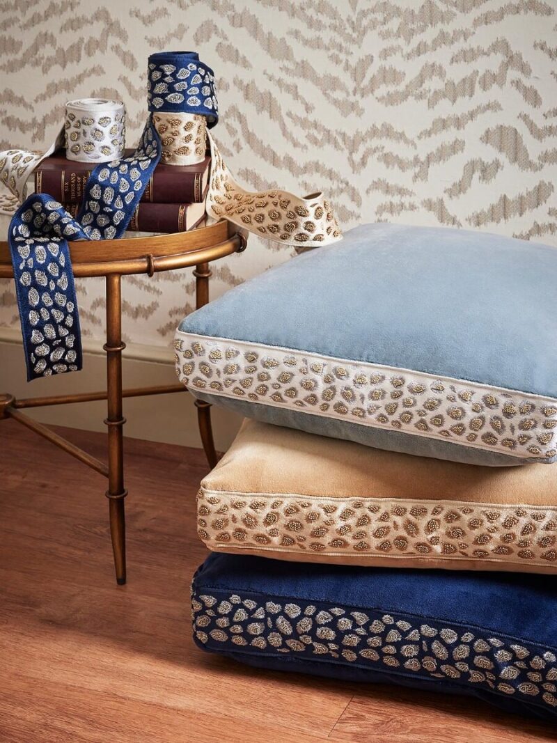 Pillow Case only Scalamandre Catwalk Pillow Velvet with beaded edge 20x20" Deep Navy Blue MSRP00+