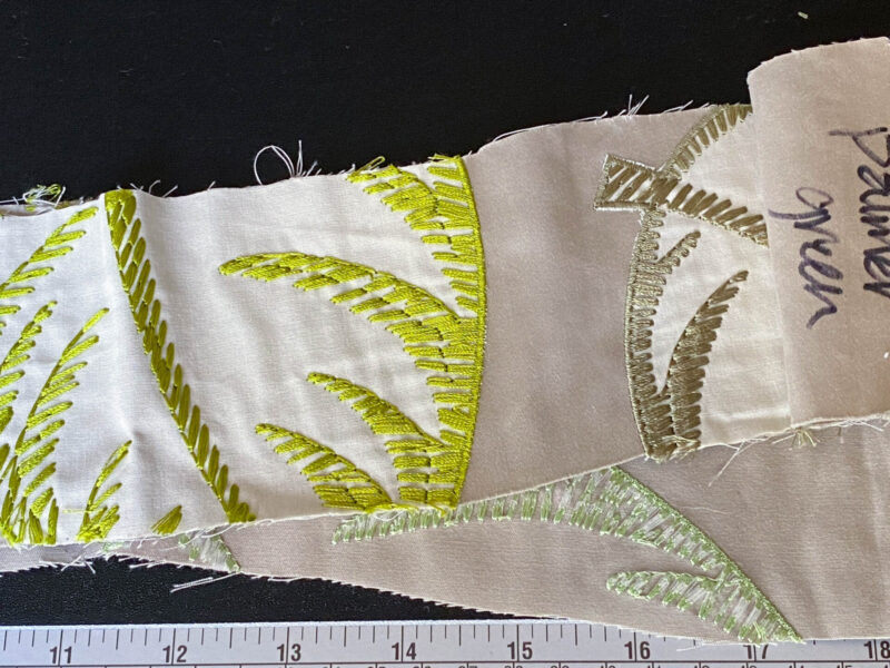 IMG_1121-rotated-original-scaled Scalamandre Palmer Green Applique And Embroidery Leaves Pattern Blue by Hinson MSRP USD 367/y