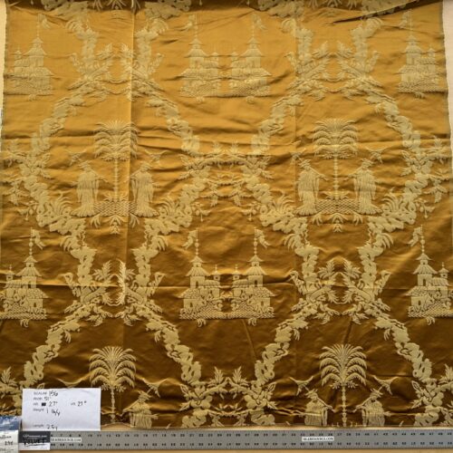 IMG_6233 2.5YD Scalamandre Tassinari & Chatel Les Chinois  Antique Gold Silk Lampas Neoclassical Gold MSRP 700+/Y