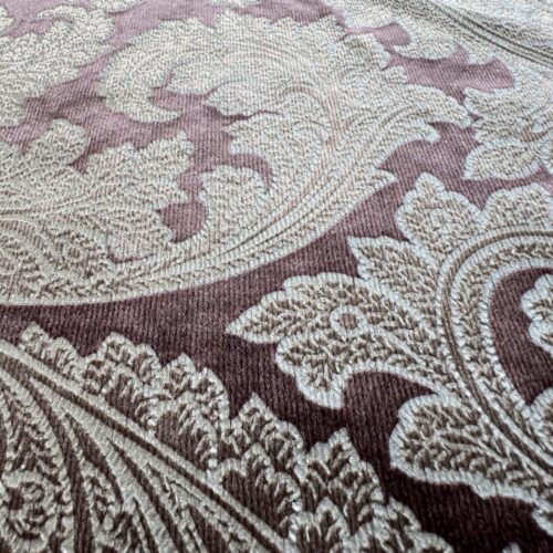 IMG_6248 1.2yard Scalamandre Palermo Velvet Paisley Amethyst Purple Printed Velvet Botanical Foliage MSRP USD610/y