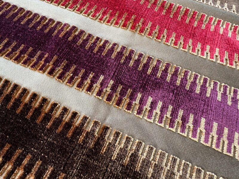 2.5yard Scalamandre Colony Indianapolis Silk Velvet Cut Velvet Burnt Raspberry Red Purple Brown Chocolate MSRP USD 830/Y
