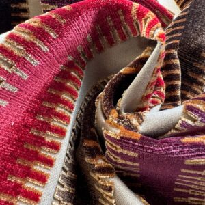 2.5yard Scalamandre Colony Indianapolis Silk Velvet Cut Velvet Burnt Raspberry Red Purple Brown Chocolate MSRP USD 830/Y