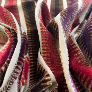 2.5yard Scalamandre Colony Indianapolis Silk Velvet Cut Velvet Burnt Raspberry Red Purple Brown Chocolate MSRP USD 830/Y