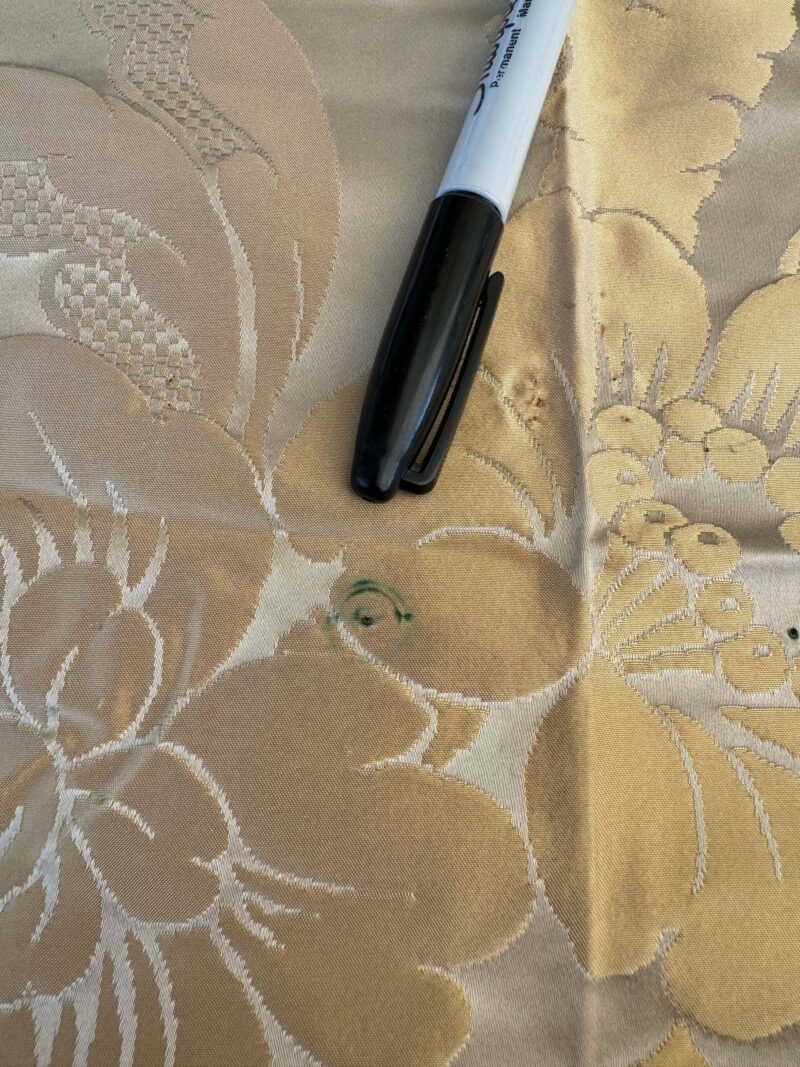 IMG_6295 2.4yard with Stain Scalamandre Tassinari and Chatel Argenson Dore Silk Damask Gold Gray Renaissance Floral MSRP 00+/Y