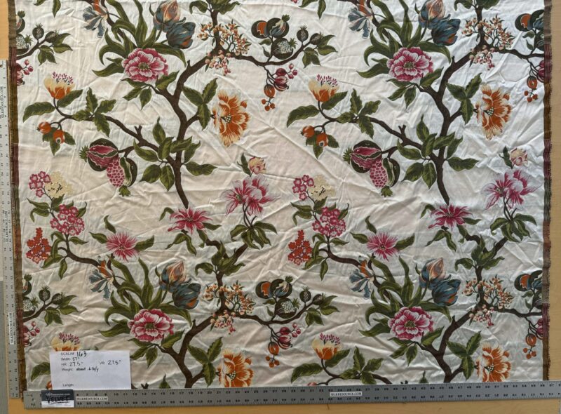 IMG_6313 1.2yard Scalamandre Frida Kahlo Cream/multi Mexican Floral & Fruits Frida Kahlo Old World Weavers Flower Lampas MSRP USD 546/y