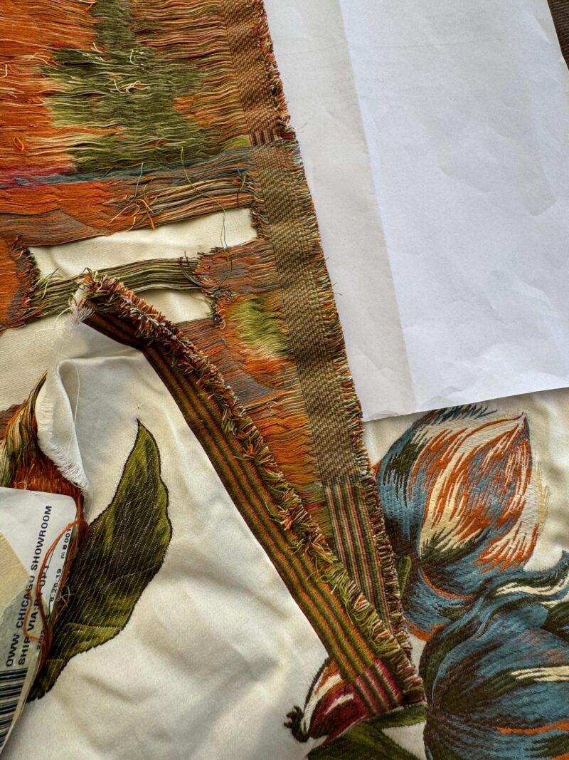 IMG_6319 1.2yard Scalamandre Frida Kahlo Cream/multi Mexican Floral & Fruits Frida Kahlo Old World Weavers Flower Lampas MSRP USD 546/y