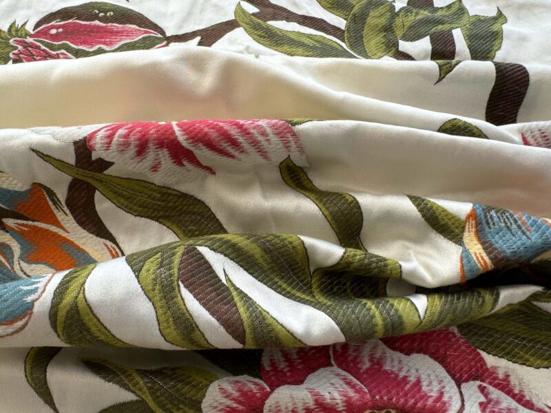 IMG_6321 1.2yard Scalamandre Frida Kahlo Cream/multi Mexican Floral & Fruits Frida Kahlo Old World Weavers Flower Lampas MSRP USD 546/y