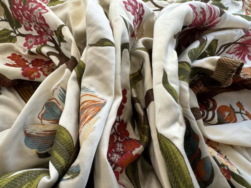 IMG_6322 1.2yard Scalamandre Frida Kahlo Cream/multi Mexican Floral & Fruits Frida Kahlo Old World Weavers Flower Lampas MSRP USD 546/y