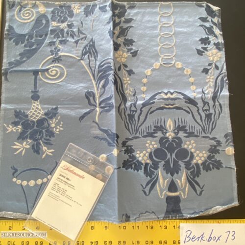 IMG_7095 36 Berkbox73 Square Silk by Scalamandre Meuse Ornamental Silver and Blue Silk Lampas Renaissance Neoclassical