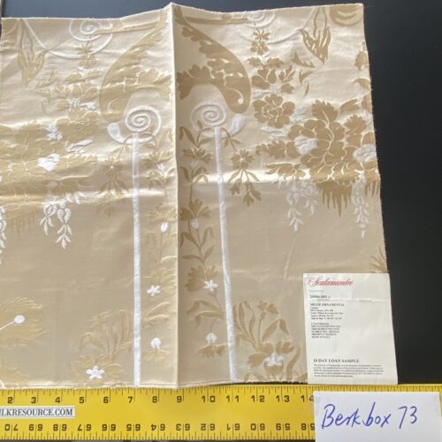 IMG_7098 37 Berkbox73 Square 17x17" Silk by Scalamandre Meuse Ornamental Wheat and Cream on Tan Silk Lampas Renaissance Neoclassical