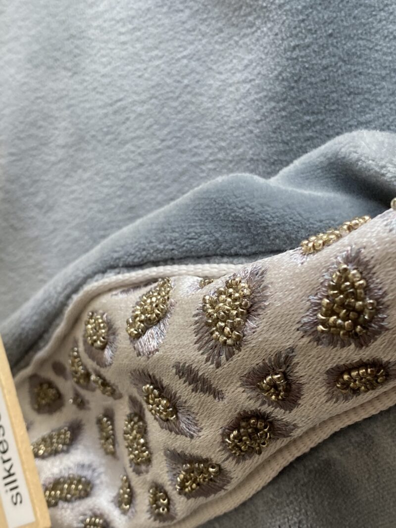 Pillow Case only Scalamandre Catwalk Pillow Velvet with beaded edge 20x20" pale Sky Blue MSRP00+