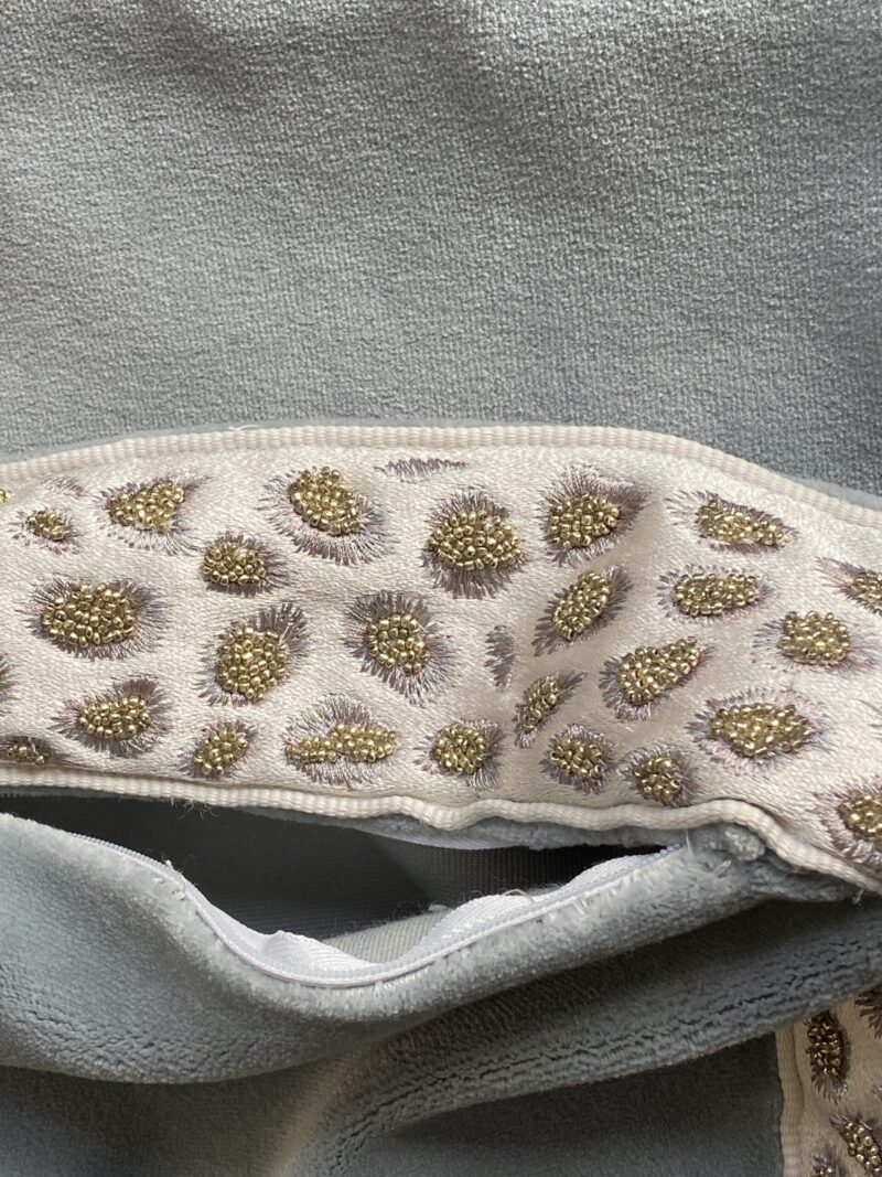 Pillow Case only Scalamandre Catwalk Pillow Velvet with beaded edge 20x20" pale Sky Blue MSRP00+