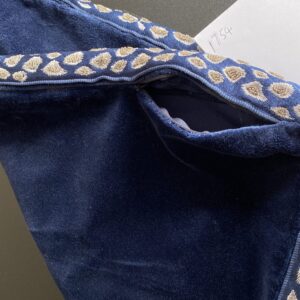 Pillow Case only Scalamandre Catwalk Pillow Velvet with beaded edge 20x20" Deep Navy Blue MSRP00+