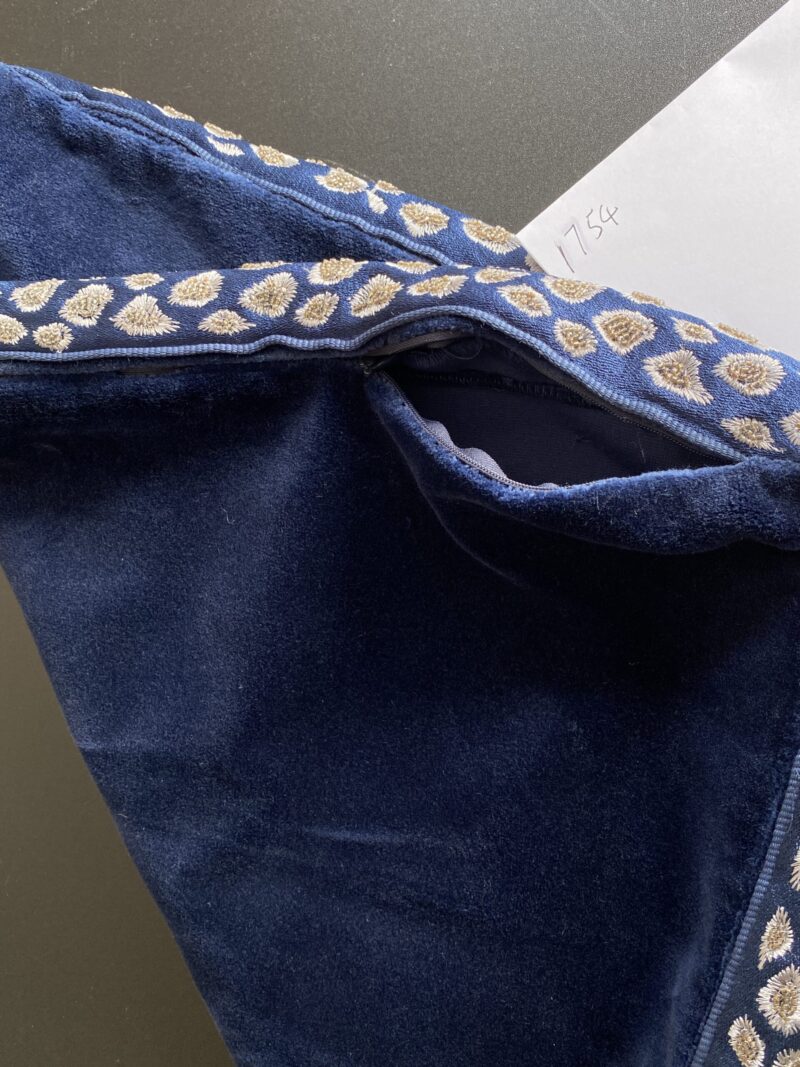 Pillow Case only Scalamandre Catwalk Pillow Velvet with beaded edge 20x20" Deep Navy Blue MSRP00+