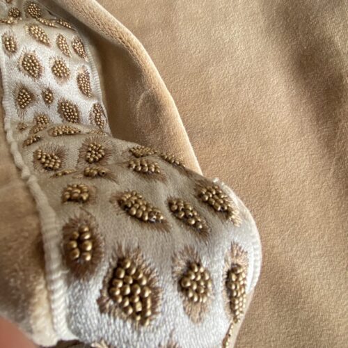 IMG_7258 Pillow Case only Scalamandre Catwalk Pillow Velvet with beaded edge 20x20" Desert Almond Warm MSRP00+