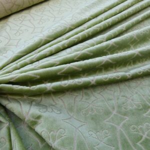 P1030344 Scalamandre Princess Aida Bamboo Green Cut Velvet Silky  Old World Weavers MSRP USD 265/Y