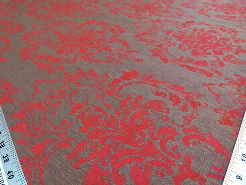P1100036 Scalamandre Agios Damask Red On Brown Magnificent Renaissance Damask Fil Coupe Old World Weavers  MSRP USD 296/Y